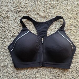 Layer 8 Black Front Zip Sports Bra L 36 C D 38BC